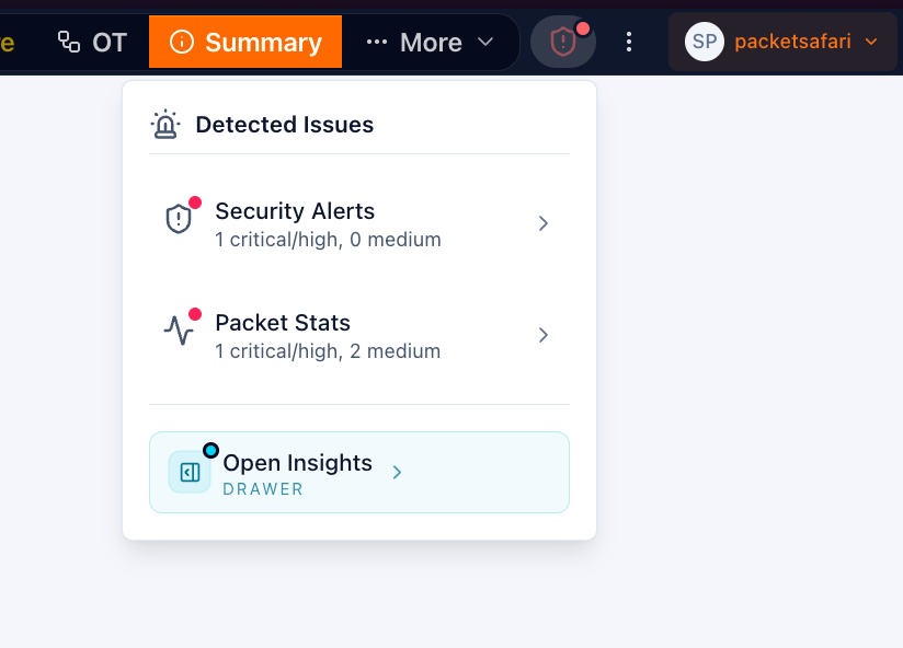 Open Insights from the Detected Issues menu