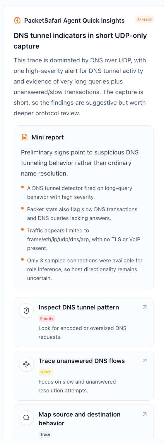 PacketSafari Quick Insights drawer
